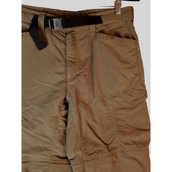 The North Face Men Pants Belted Convertible Hiking Sz M34x31 Brown Nylon Elastic - Picture 10 of 11